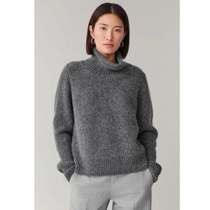 COS grey turtleneck sweater, Nylon Alpaca Yak Hair Blend, Medium